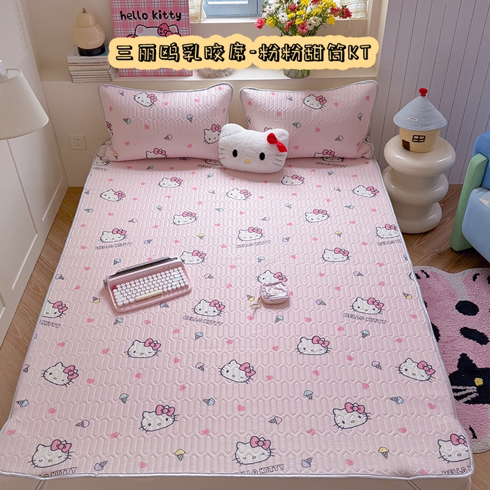 桃子家居 2026新款A类正版授权三丽鸥高品质凉感丝乳胶席空调软席系列三件套 三丽鸥乳胶席-粉粉甜筒KT