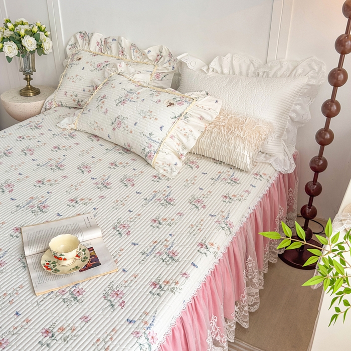 91家纺网 家纺一手货源 找家纺 菊上家纺 2026新款法式田园风蕾丝床裙款四件套 梦兰蔻