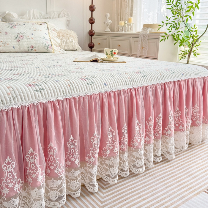 91家纺网 家纺一手货源 找家纺 菊上家纺 2026新款法式田园风蕾丝床裙款四件套 梦兰蔻