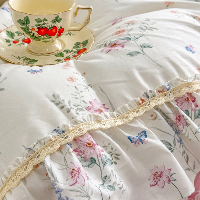 91家纺网 家纺一手货源 找家纺 菊上家纺 2026新款法式田园风蕾丝床裙款四件套 梦兰蔻