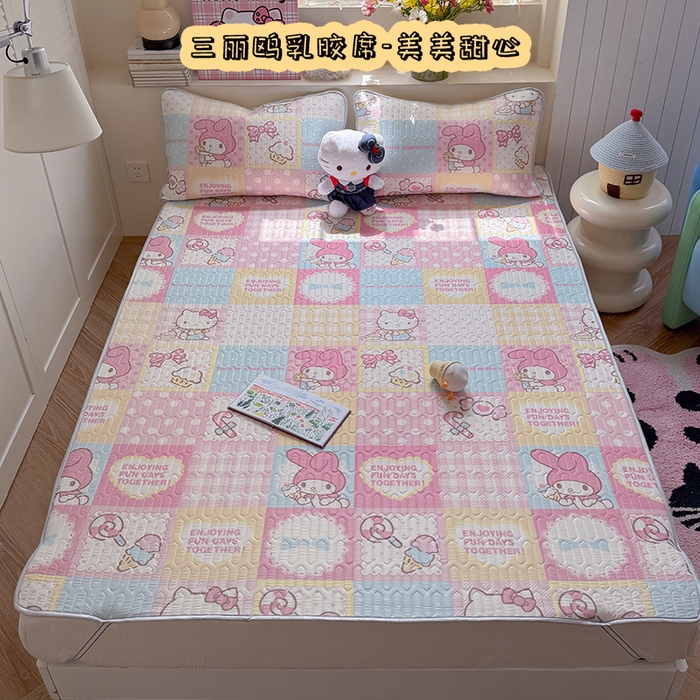 桃子家居 2026新款A类正版授权三丽鸥高品质凉感丝乳胶席空调软席系列三件套 三丽鸥乳胶席-美美甜心