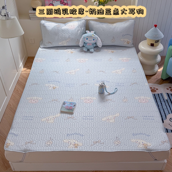 桃子家居 2026新款A类正版授权三丽鸥高品质凉感丝乳胶席空调软席系列三件套 三丽鸥乳胶席-奶油蓝点大耳狗
