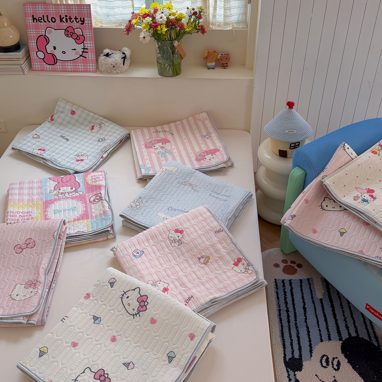 91家纺网 家纺一手货源 找家纺 桃子家居 2026新款A类正版授权三丽鸥高品质凉感丝乳胶席空调软席系列三件套 组合