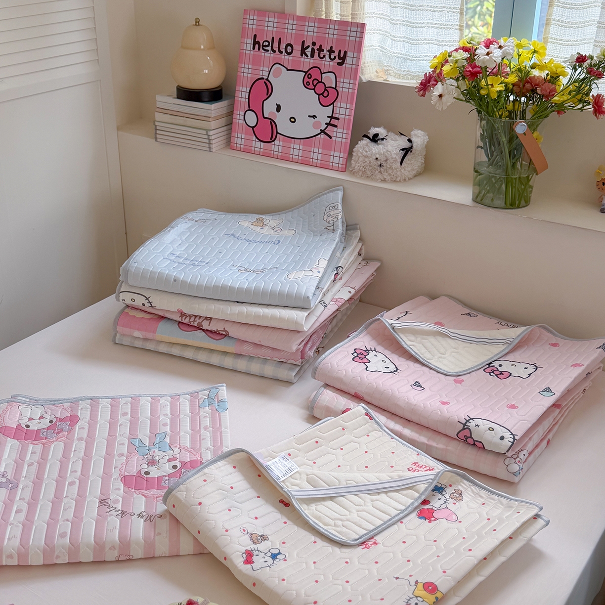 91家纺网 家纺一手货源 找家纺 桃子家居 2026新款A类正版授权三丽鸥高品质凉感丝乳胶席空调软席系列三件套 组合