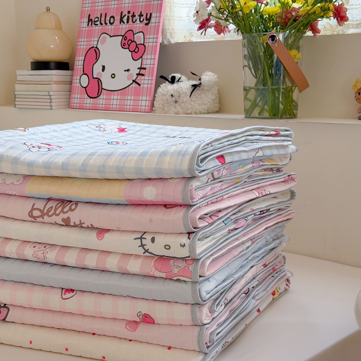 91家纺网 家纺一手货源 找家纺 桃子家居 2026新款A类正版授权三丽鸥高品质凉感丝乳胶席空调软席系列三件套 组合