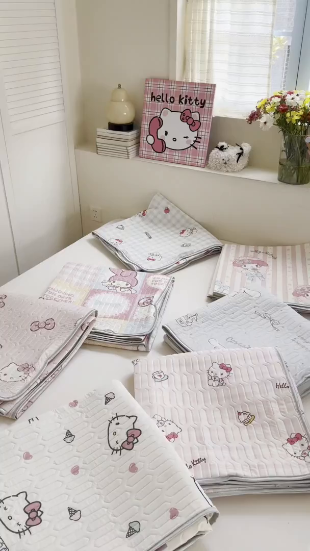 91家纺网 家纺一手货源 找家纺 桃子家居 2026新款A类正版授权三丽鸥高品质凉感丝乳胶席空调软席系列三件套 组合