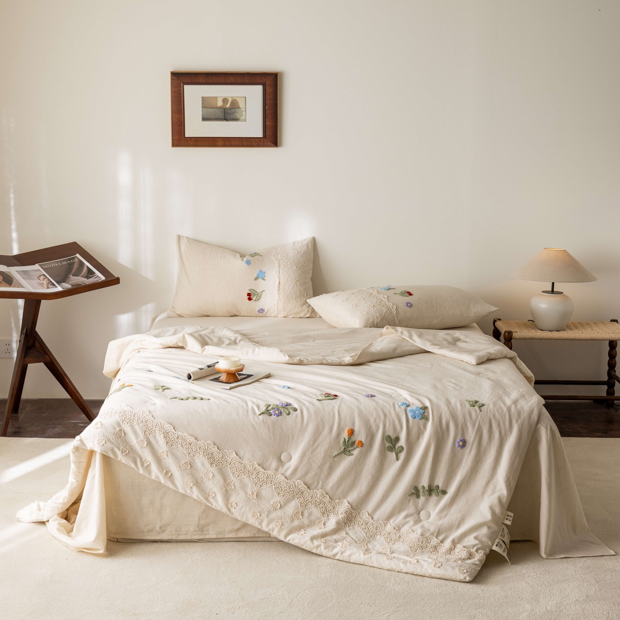 91家纺网 家纺一手货源 找家纺 （总）梵克保罗 2026春夏新款全棉棉麻毛巾绣单夏被夏凉被空调被四件套