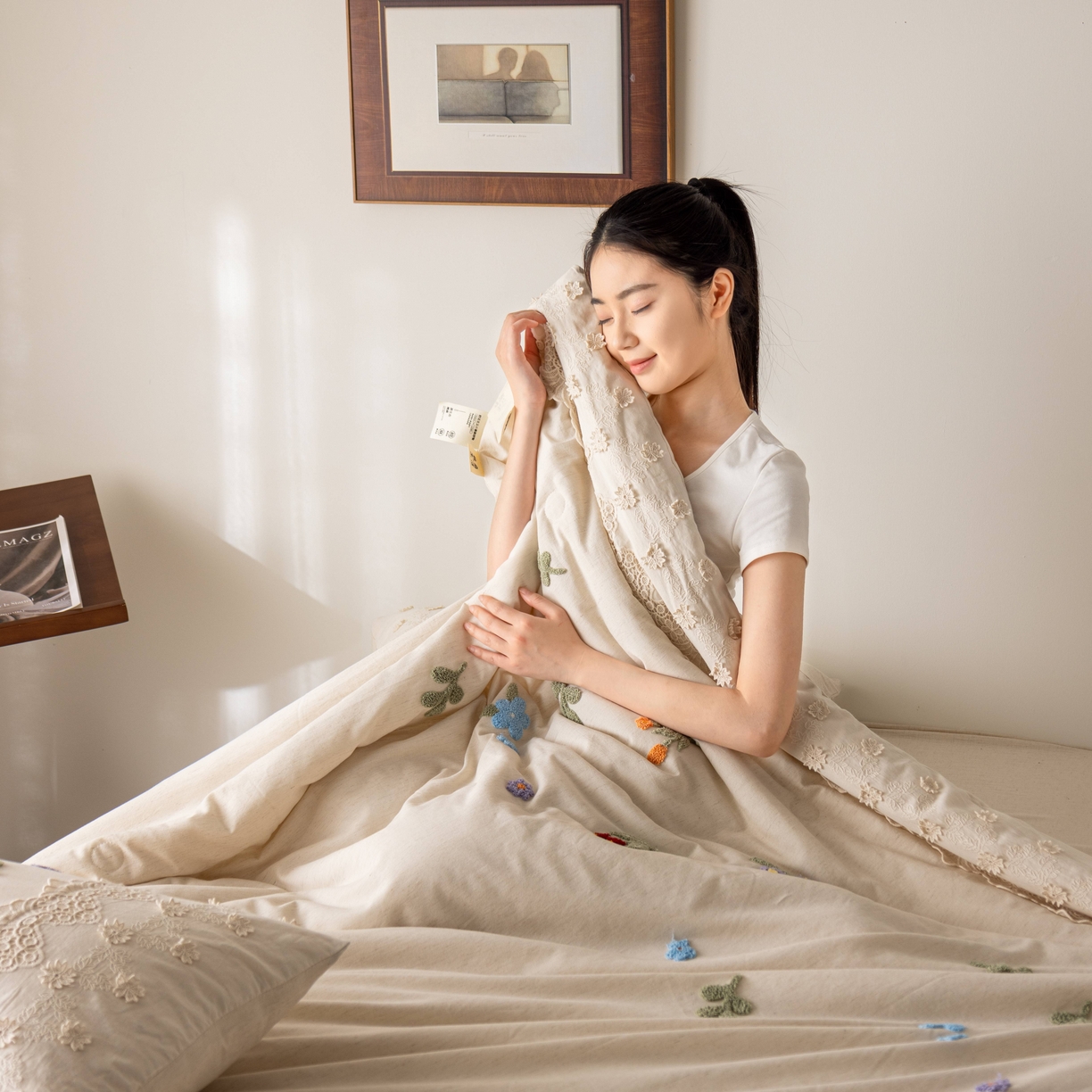 91家纺网 家纺一手货源 找家纺 （总）梵克保罗 2026春夏新款全棉棉麻毛巾绣单夏被夏凉被空调被四件套