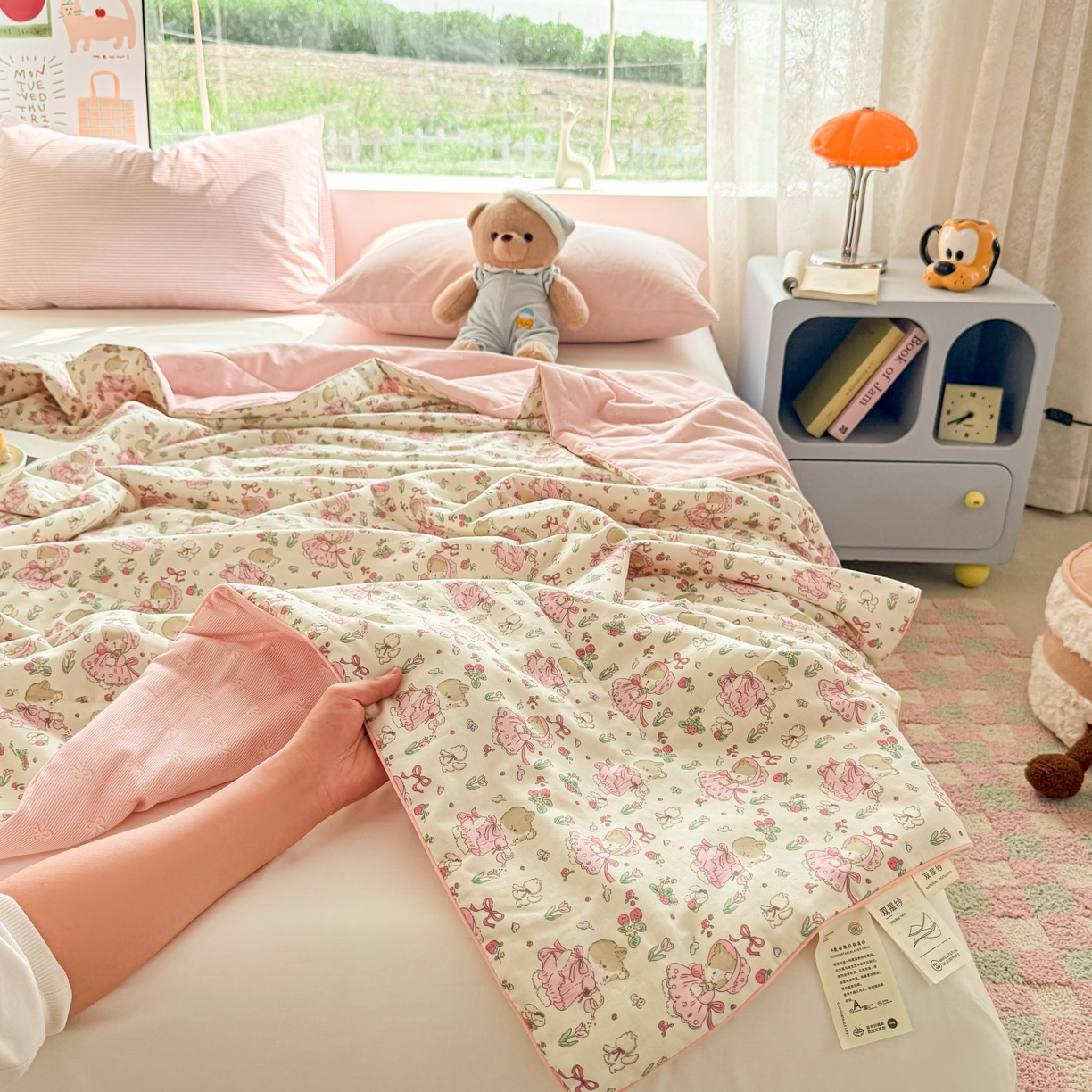 91家纺网 家纺一手货源 找家纺 梵克保罗 2026新款A类全棉双层纱夏被夏凉被空调被 可露丽