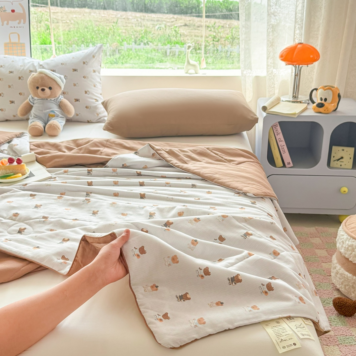 91家纺网 家纺一手货源 找家纺 梵克保罗 2026新款A类全棉双层纱夏被夏凉被空调被 可米小熊