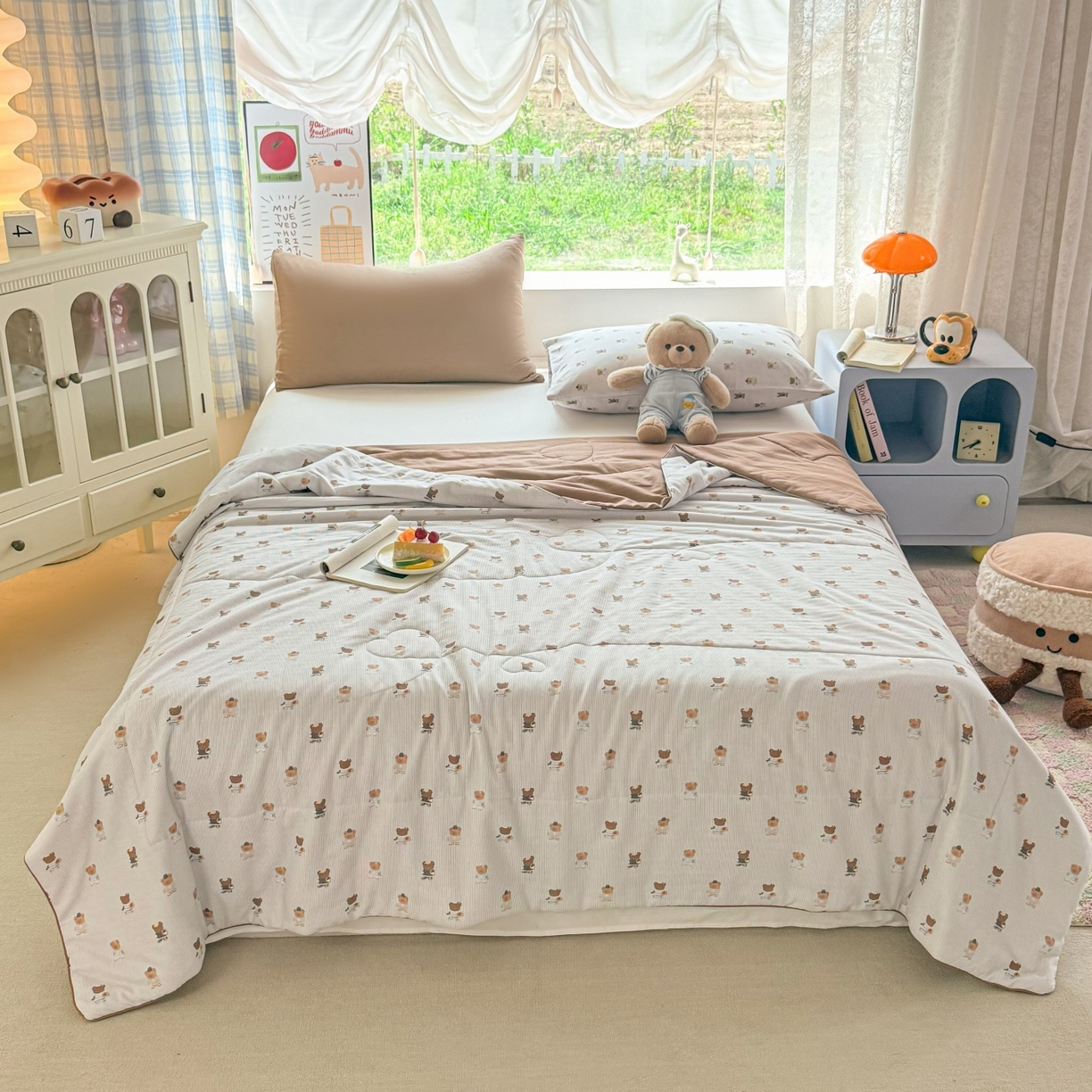 91家纺网 家纺一手货源 找家纺 梵克保罗 2026新款A类全棉双层纱夏被夏凉被空调被 可米小熊