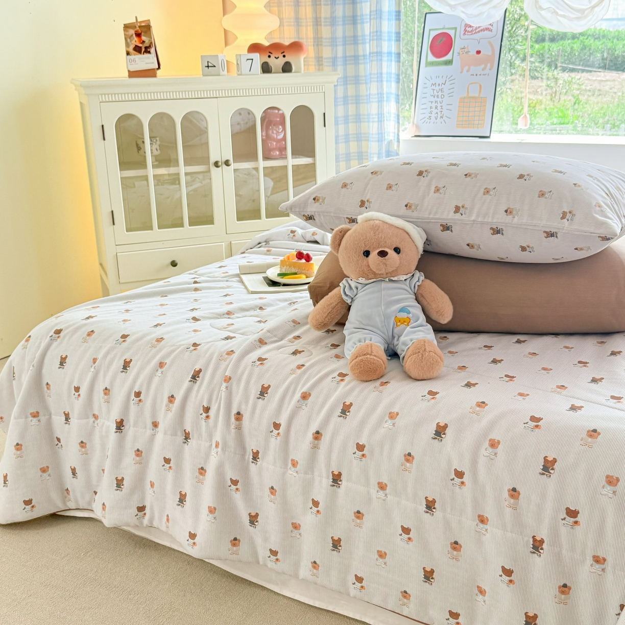 91家纺网 家纺一手货源 找家纺 梵克保罗 2026新款A类全棉双层纱夏被夏凉被空调被 可米小熊