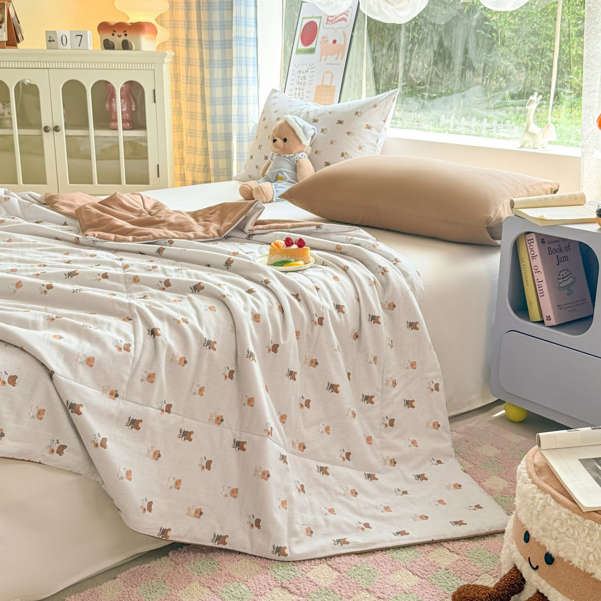 91家纺网 家纺一手货源 找家纺 梵克保罗 2026新款A类全棉双层纱夏被夏凉被空调被 可米小熊