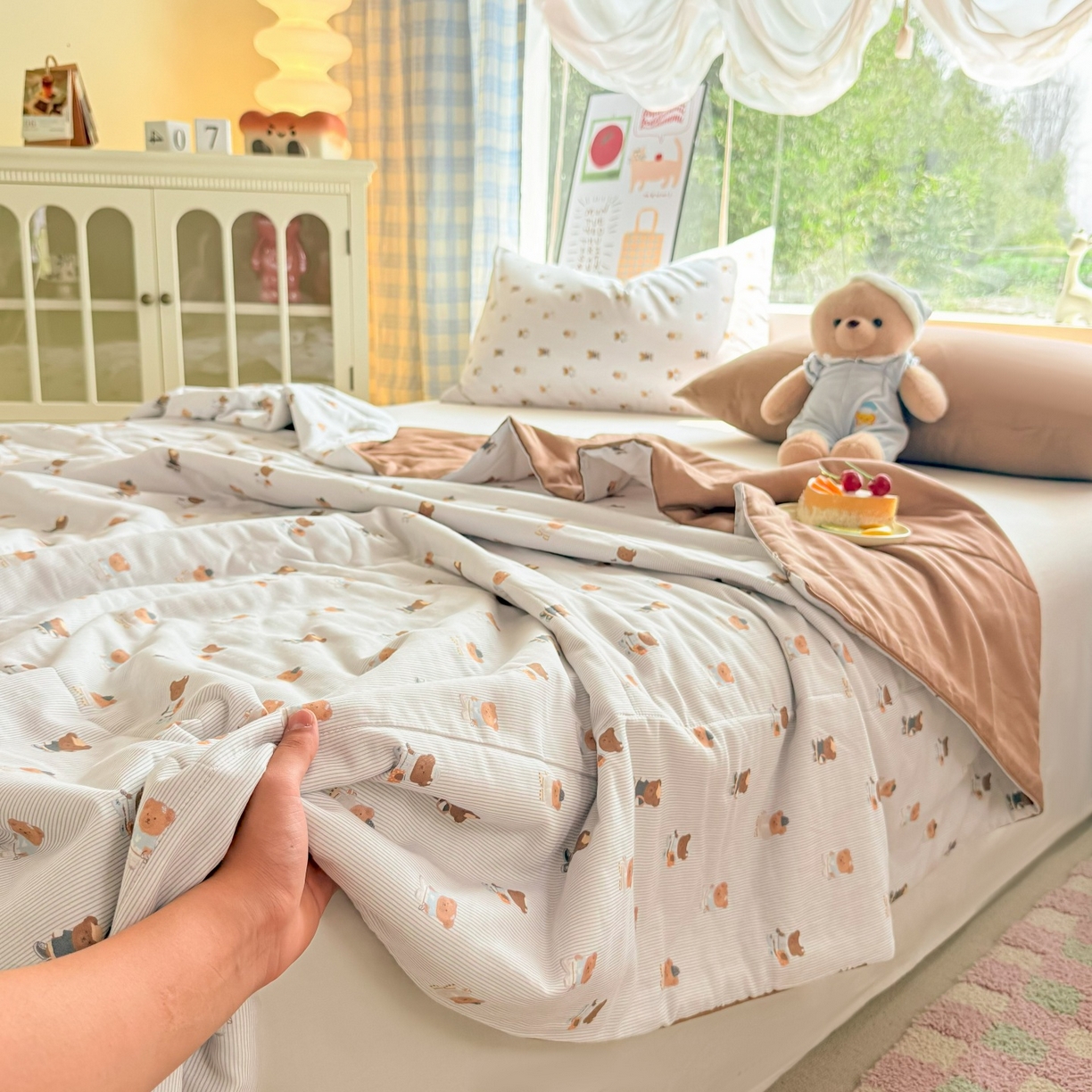 91家纺网 家纺一手货源 找家纺 梵克保罗 2026新款A类全棉双层纱夏被夏凉被空调被 可米小熊