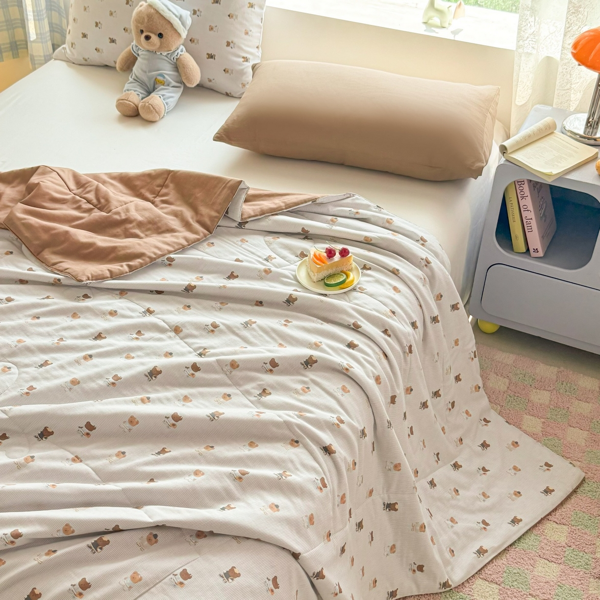 91家纺网 家纺一手货源 找家纺 梵克保罗 2026新款A类全棉双层纱夏被夏凉被空调被 可米小熊