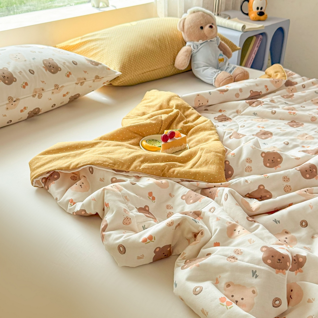 91家纺网 家纺一手货源 找家纺 梵克保罗 2026新款A类全棉双层纱夏被夏凉被空调被 迷你熊