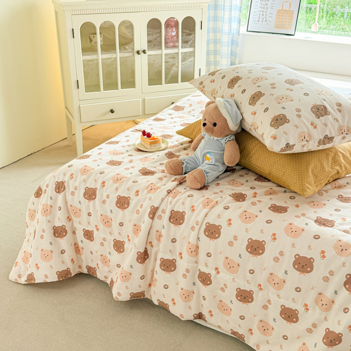 91家纺网 家纺一手货源 找家纺 梵克保罗 2026新款A类全棉双层纱夏被夏凉被空调被 迷你熊