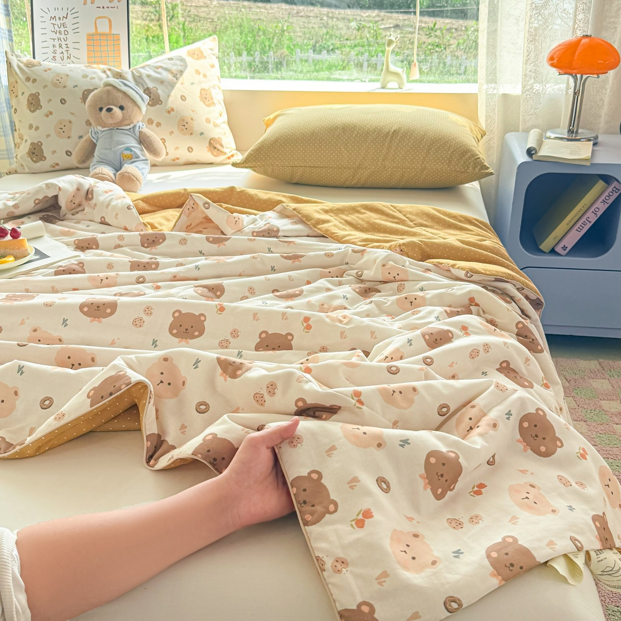 91家纺网 家纺一手货源 找家纺 梵克保罗 2026新款A类全棉双层纱夏被夏凉被空调被 迷你熊