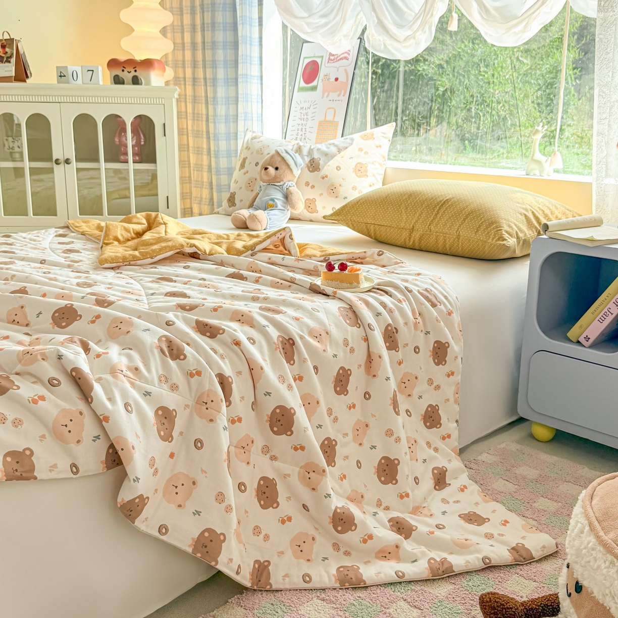 91家纺网 家纺一手货源 找家纺 梵克保罗 2026新款A类全棉双层纱夏被夏凉被空调被 迷你熊