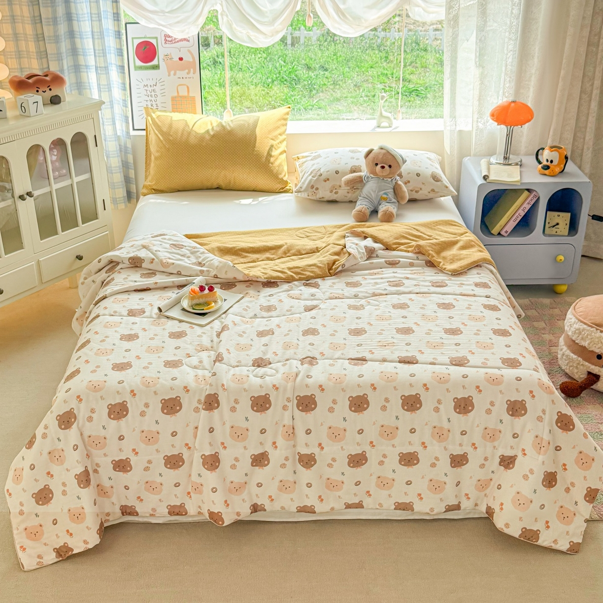 91家纺网 家纺一手货源 找家纺 梵克保罗 2026新款A类全棉双层纱夏被夏凉被空调被 迷你熊