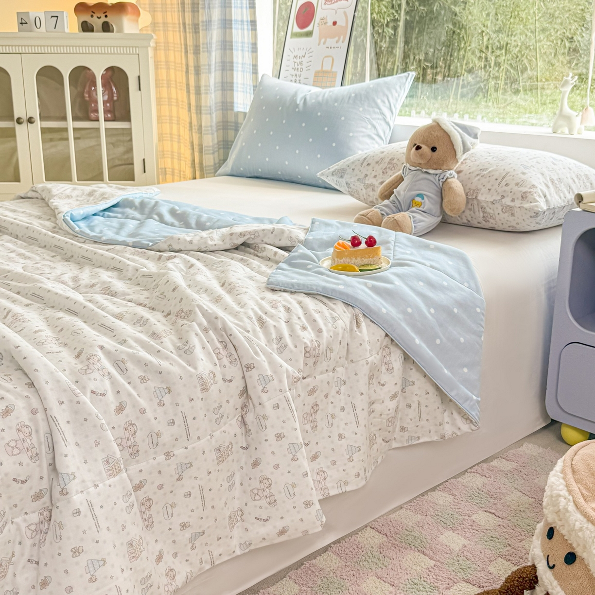 91家纺网 家纺一手货源 找家纺 梵克保罗 2026新款A类全棉双层纱夏被夏凉被空调被 圣诞之夜