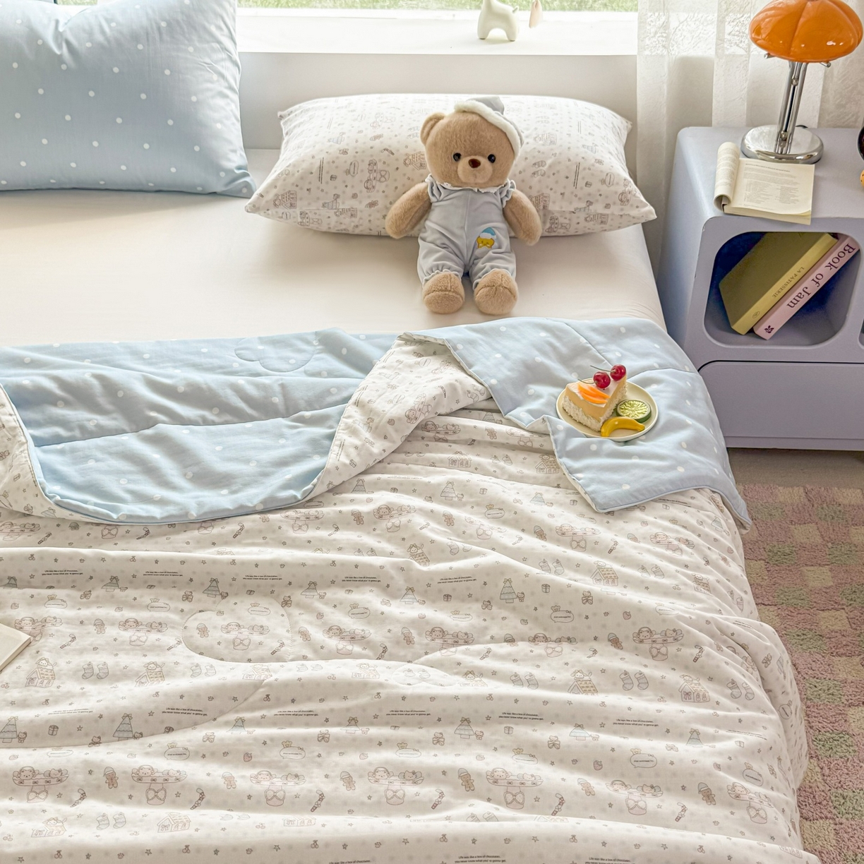 91家纺网 家纺一手货源 找家纺 梵克保罗 2026新款A类全棉双层纱夏被夏凉被空调被 圣诞之夜