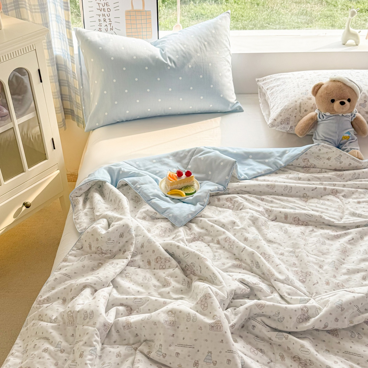 91家纺网 家纺一手货源 找家纺 梵克保罗 2026新款A类全棉双层纱夏被夏凉被空调被 圣诞之夜