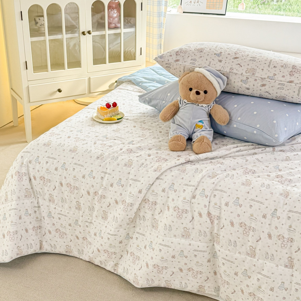 91家纺网 家纺一手货源 找家纺 梵克保罗 2026新款A类全棉双层纱夏被夏凉被空调被 圣诞之夜