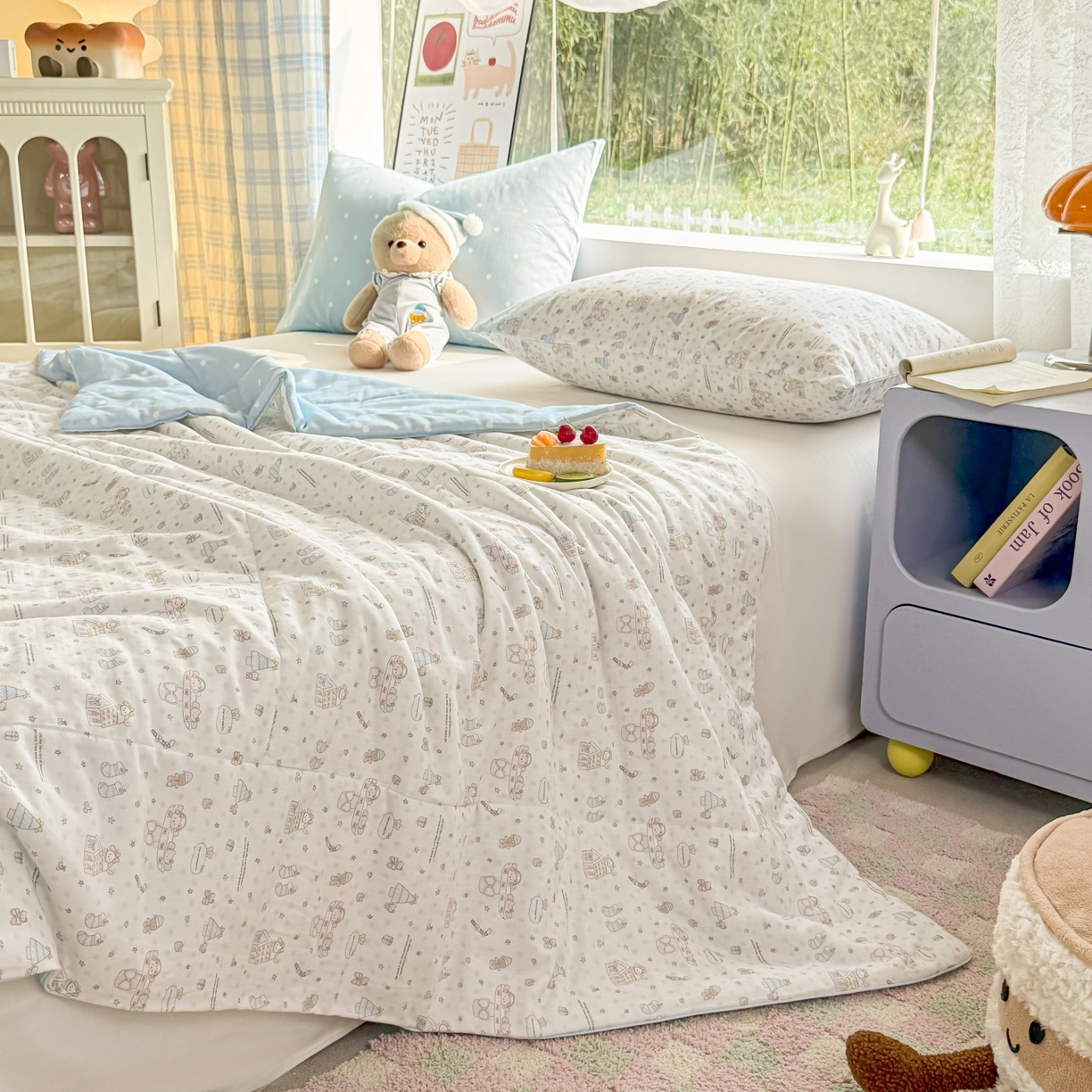 91家纺网 家纺一手货源 找家纺 梵克保罗 2026新款A类全棉双层纱夏被夏凉被空调被 圣诞之夜