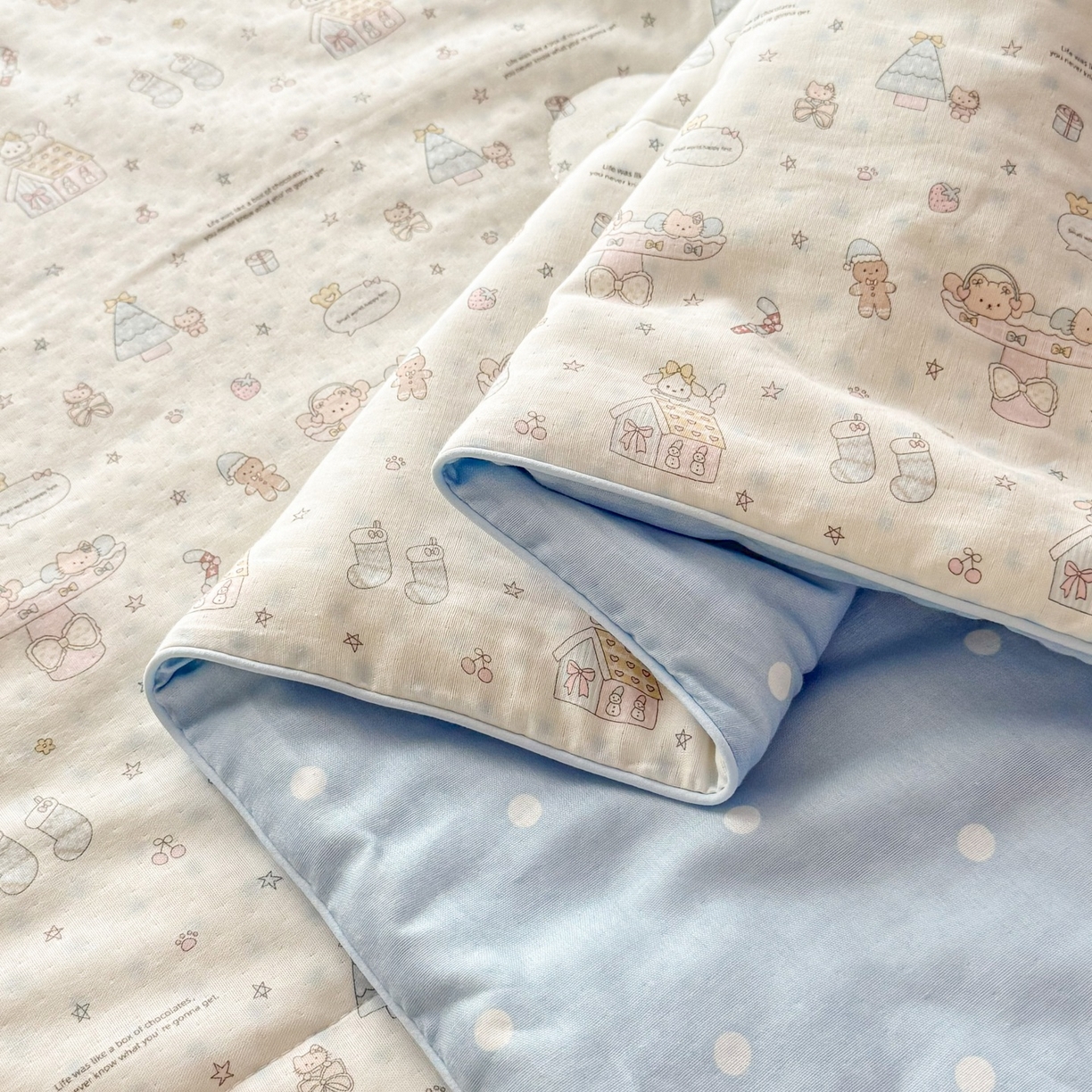 91家纺网 家纺一手货源 找家纺 梵克保罗 2026新款A类全棉双层纱夏被夏凉被空调被 圣诞之夜