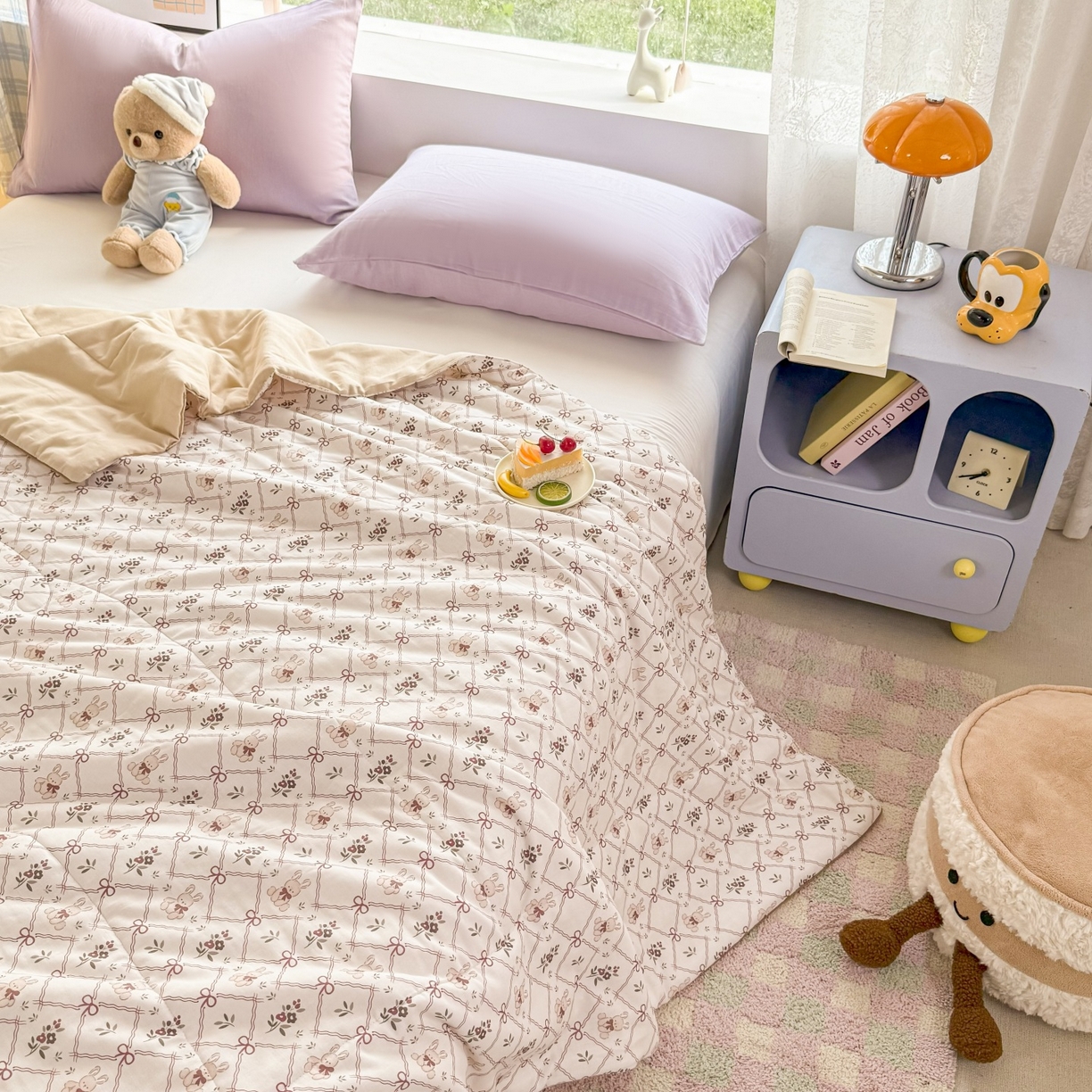 91家纺网 家纺一手货源 找家纺 梵克保罗 2026新款A类全棉双层纱夏被夏凉被空调被 兔精灵