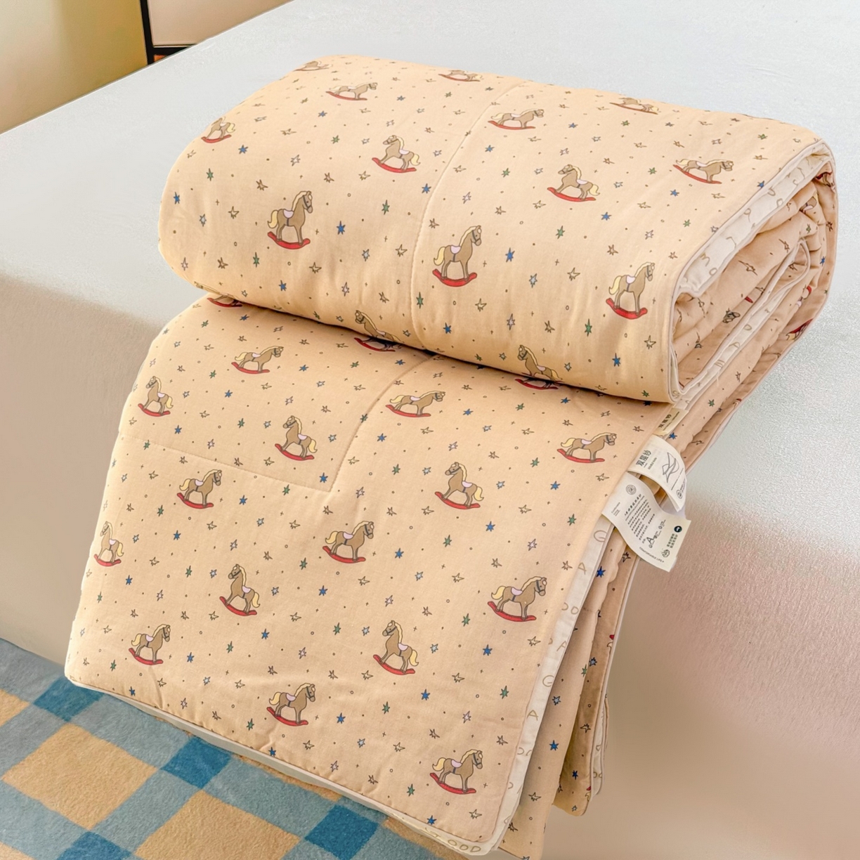 梵克保罗 2026新款A类全棉双层纱夏被夏凉被空调被 小木马咖