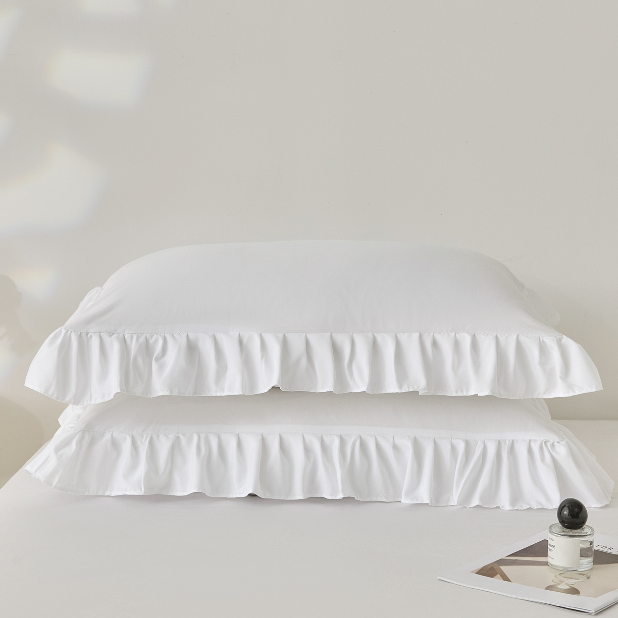 91家纺网 家纺一手货源 找家纺 （总）梵克保罗 2026新款纯色系列花边单枕套 枕套单件