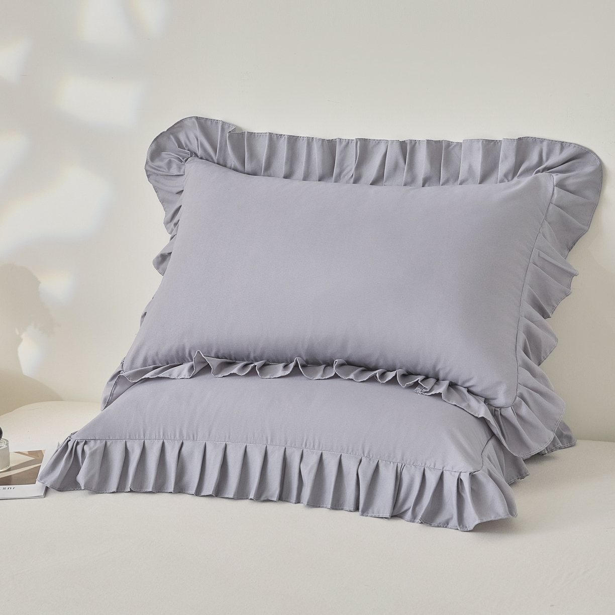 梵克保罗 2026新款纯色系列花边单枕套 枕套单件 浅灰