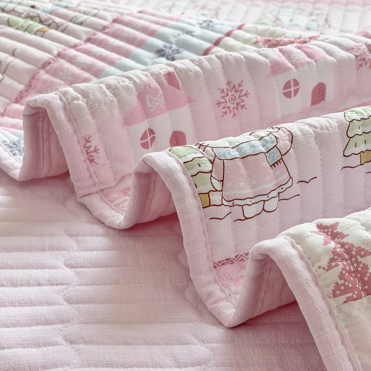 91家纺网 家纺一手货源 找家纺 （总）悠米悠家 2026春夏新款木棉双层纱单床盖 床盖单件