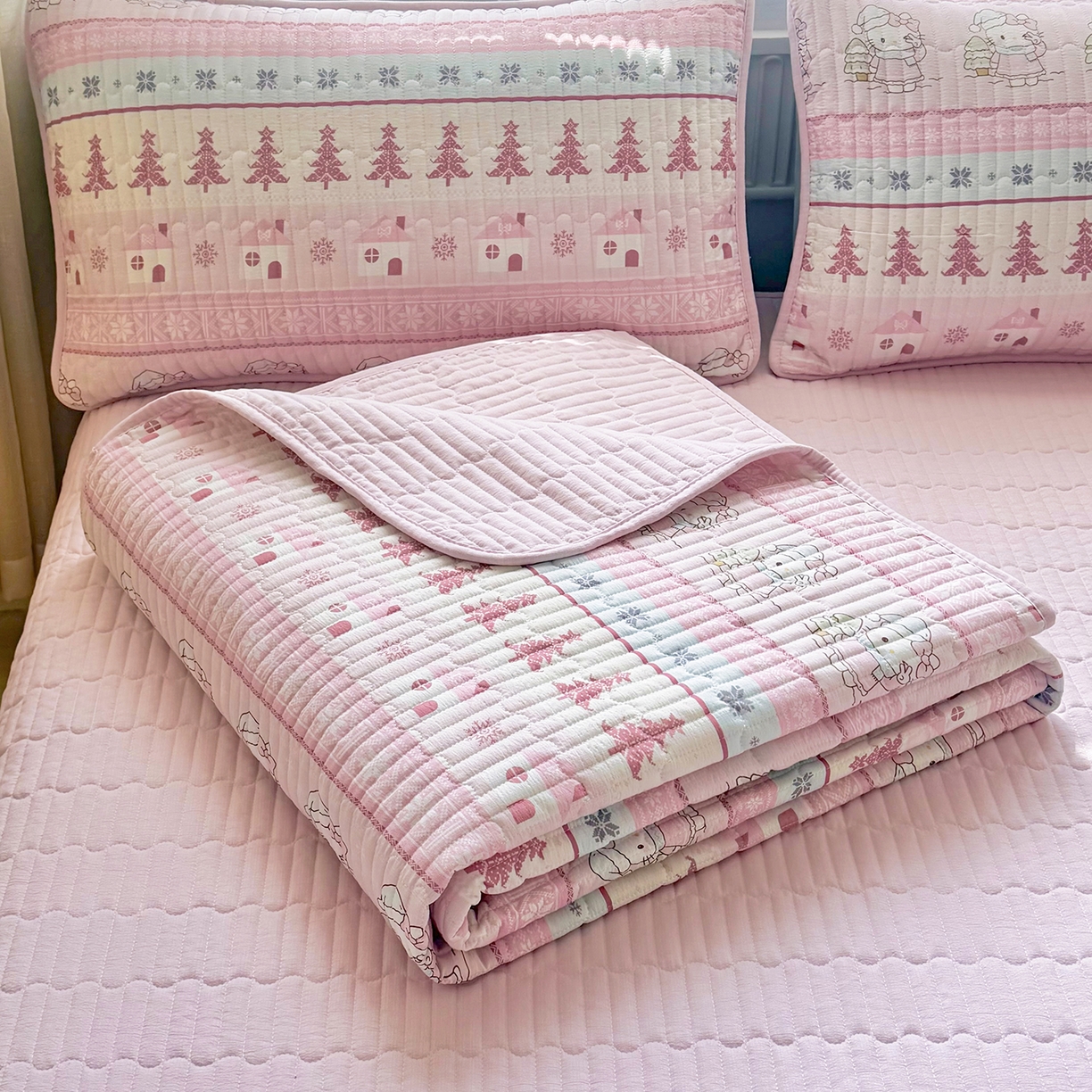 91家纺网 家纺一手货源 找家纺 （总）悠米悠家 2026春夏新款木棉双层纱单床盖 床盖单件