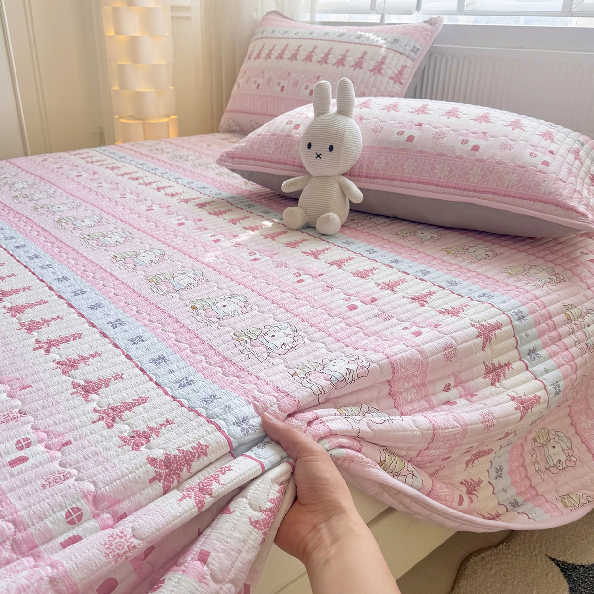 91家纺网 家纺一手货源 找家纺 （总）悠米悠家 2026春夏新款木棉双层纱单床盖 床盖单件