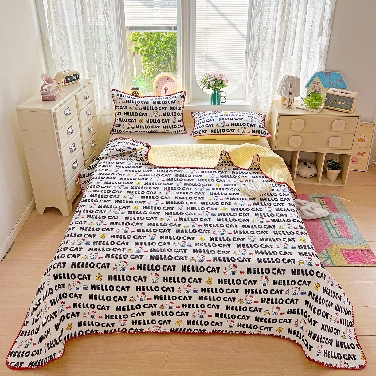 91家纺网 家纺一手货源 找家纺 （总）恒尚居 2026新款A类贝壳绣泡芙纱床盖四套件泡芙棉双层纱床垫床褥