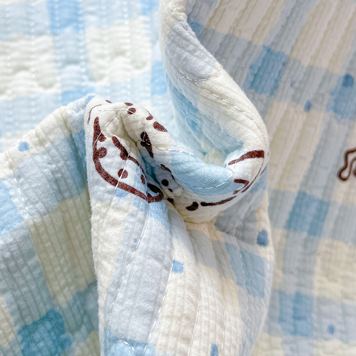 91家纺网 家纺一手货源 找家纺 恒尚居 2026新款A类贝壳绣泡芙纱床盖四套件泡芙棉双层纱床垫床褥 兰格奶狗