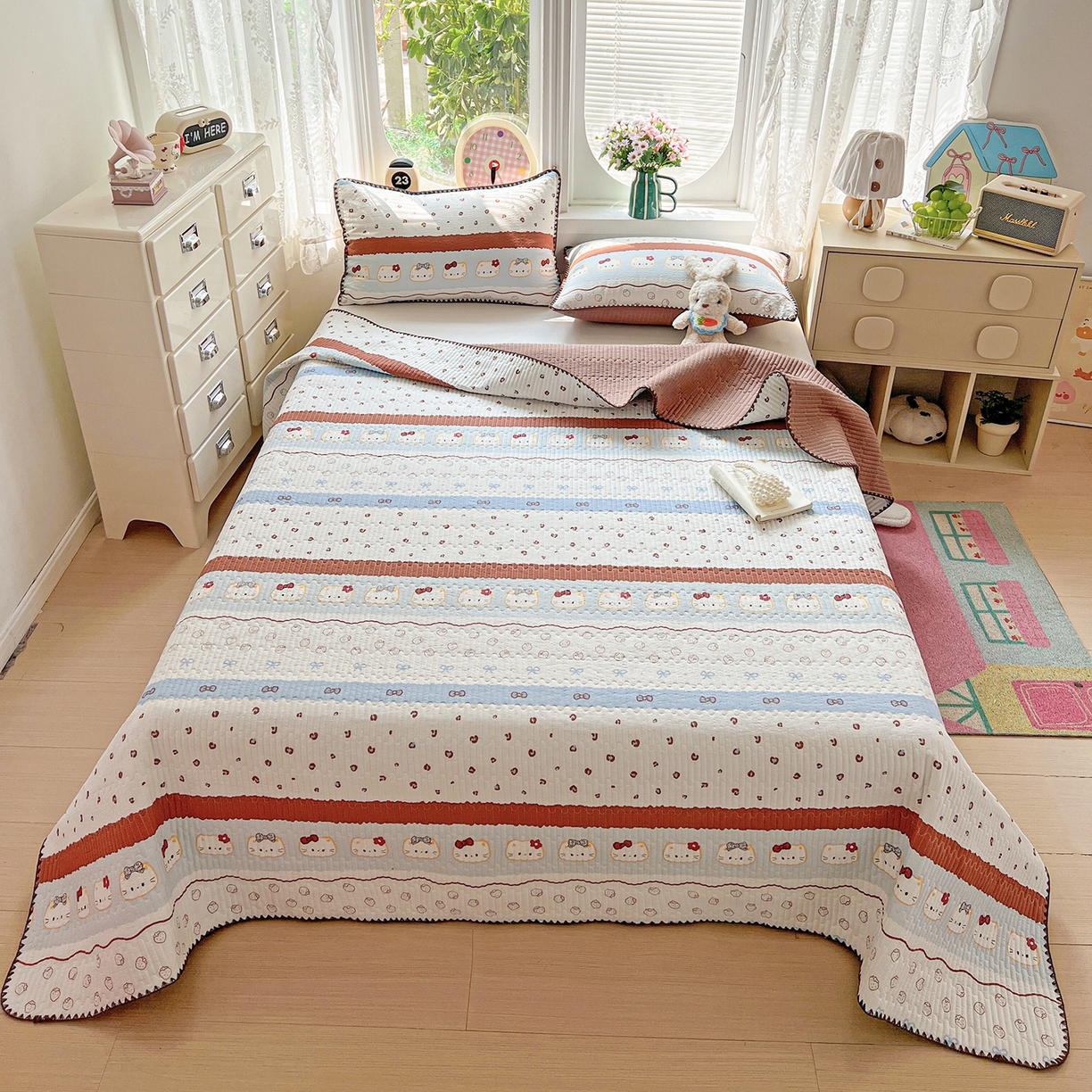 恒尚居 2026新款A类贝壳绣泡芙纱床盖四套件泡芙棉双层纱床垫床褥 波点奶芙-咖