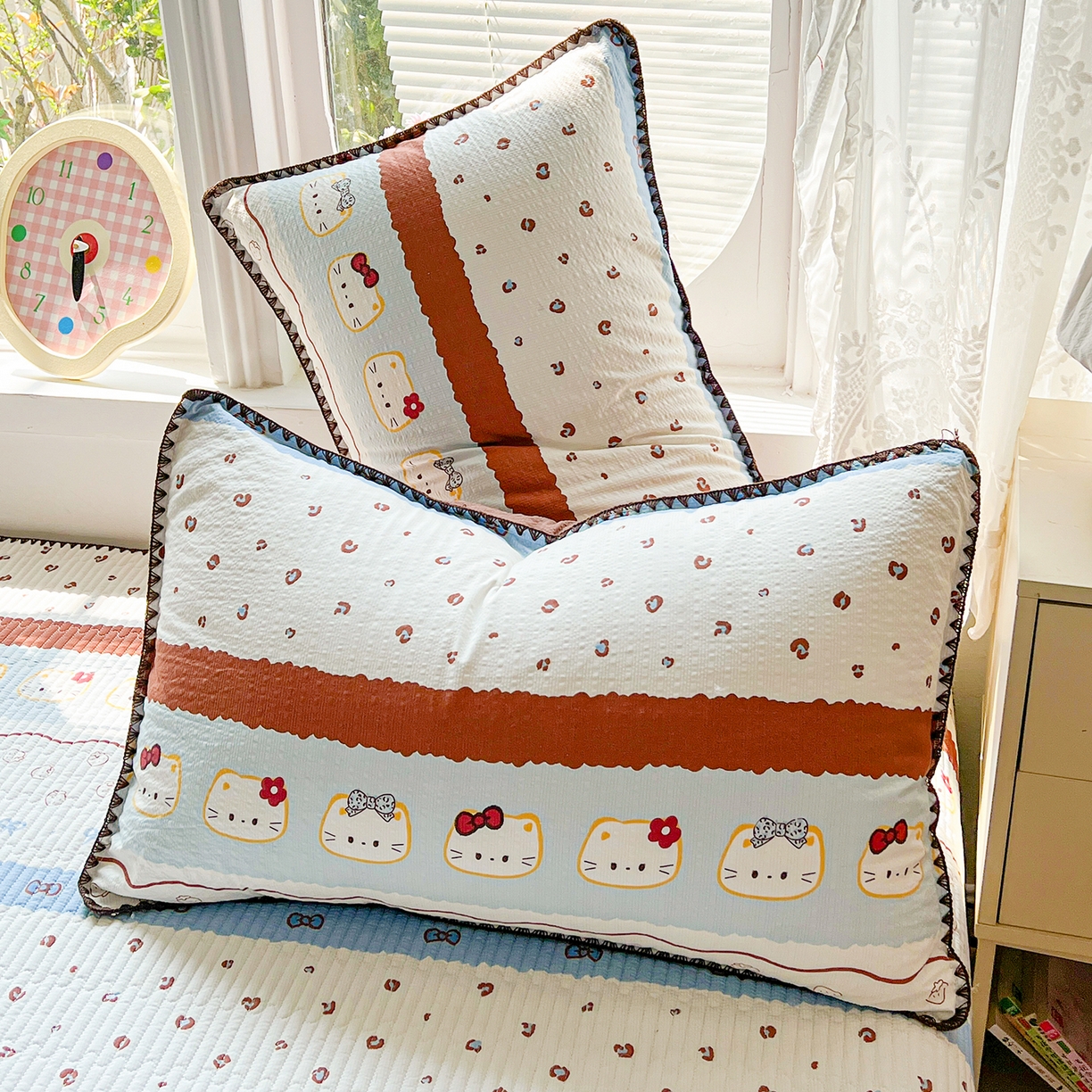 91家纺网 家纺一手货源 找家纺 恒尚居 2026新款A类贝壳绣泡芙纱床盖四套件泡芙棉双层纱床垫床褥 波点奶芙-咖