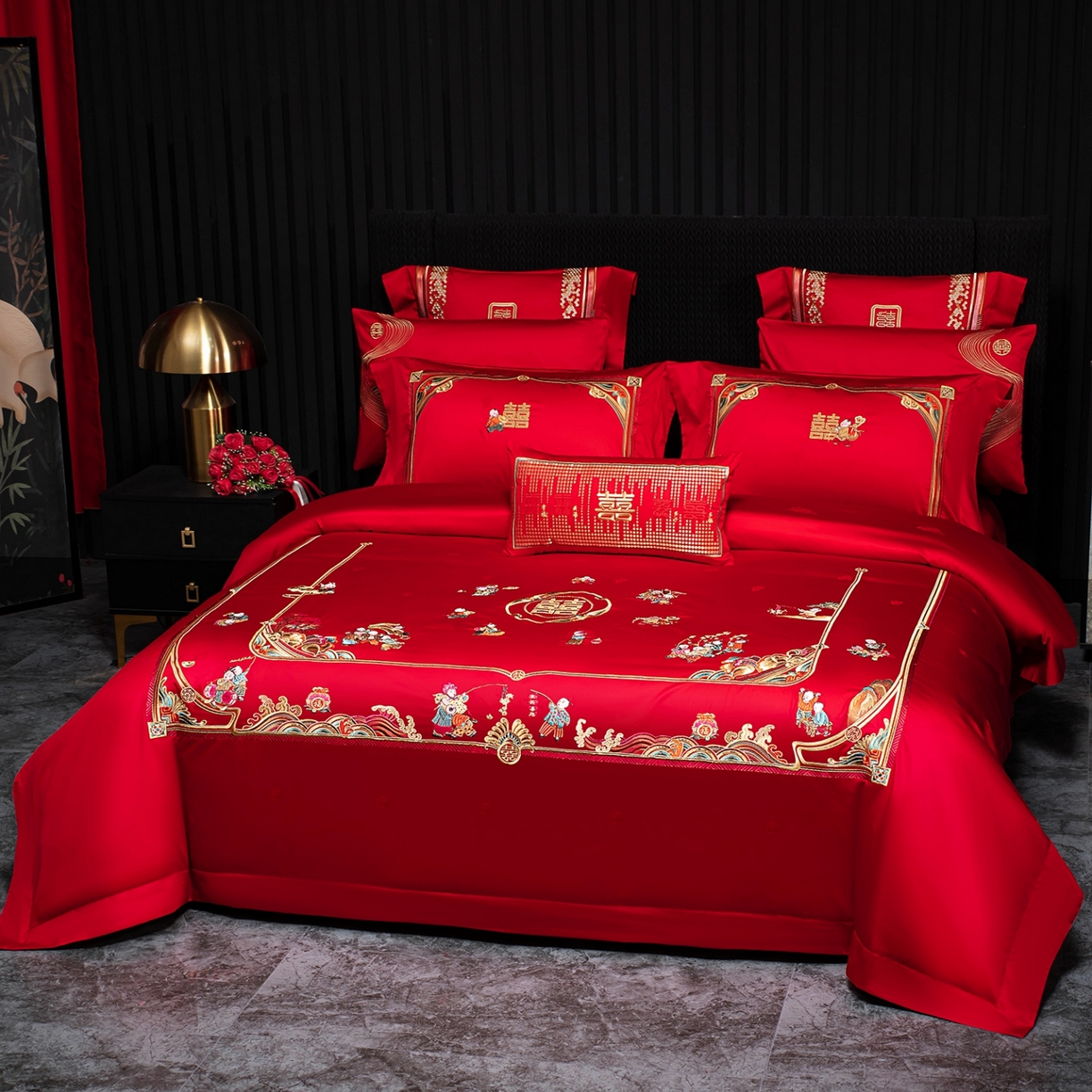 91家纺网 家纺一手货源 找家纺 （总）蒂爵 2026婚庆新疆长绒棉纯棉原版大绣花婚庆四件套多件套340系列