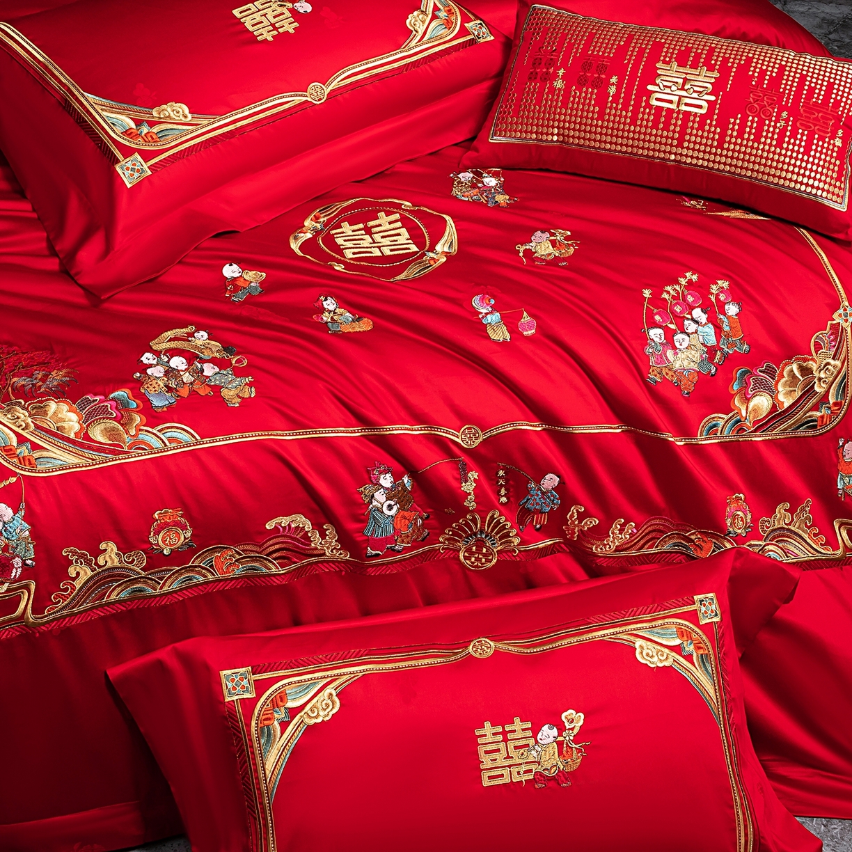 91家纺网 家纺一手货源 找家纺 （总）蒂爵 2026婚庆新疆长绒棉纯棉原版大绣花婚庆四件套多件套340系列