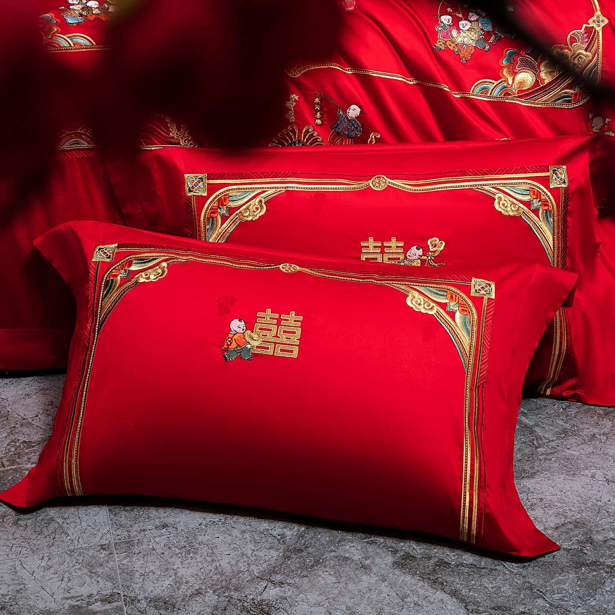 91家纺网 家纺一手货源 找家纺 （总）蒂爵 2026婚庆新疆长绒棉纯棉原版大绣花婚庆四件套多件套340系列