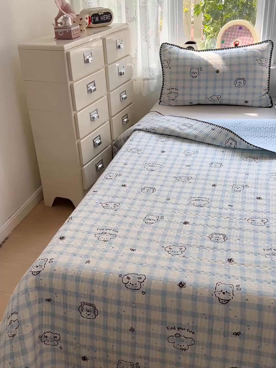 91家纺网 家纺一手货源 找家纺 恒尚居 2026新款A类贝壳绣泡芙纱床盖四套件泡芙棉双层纱床垫床褥 兰格奶狗