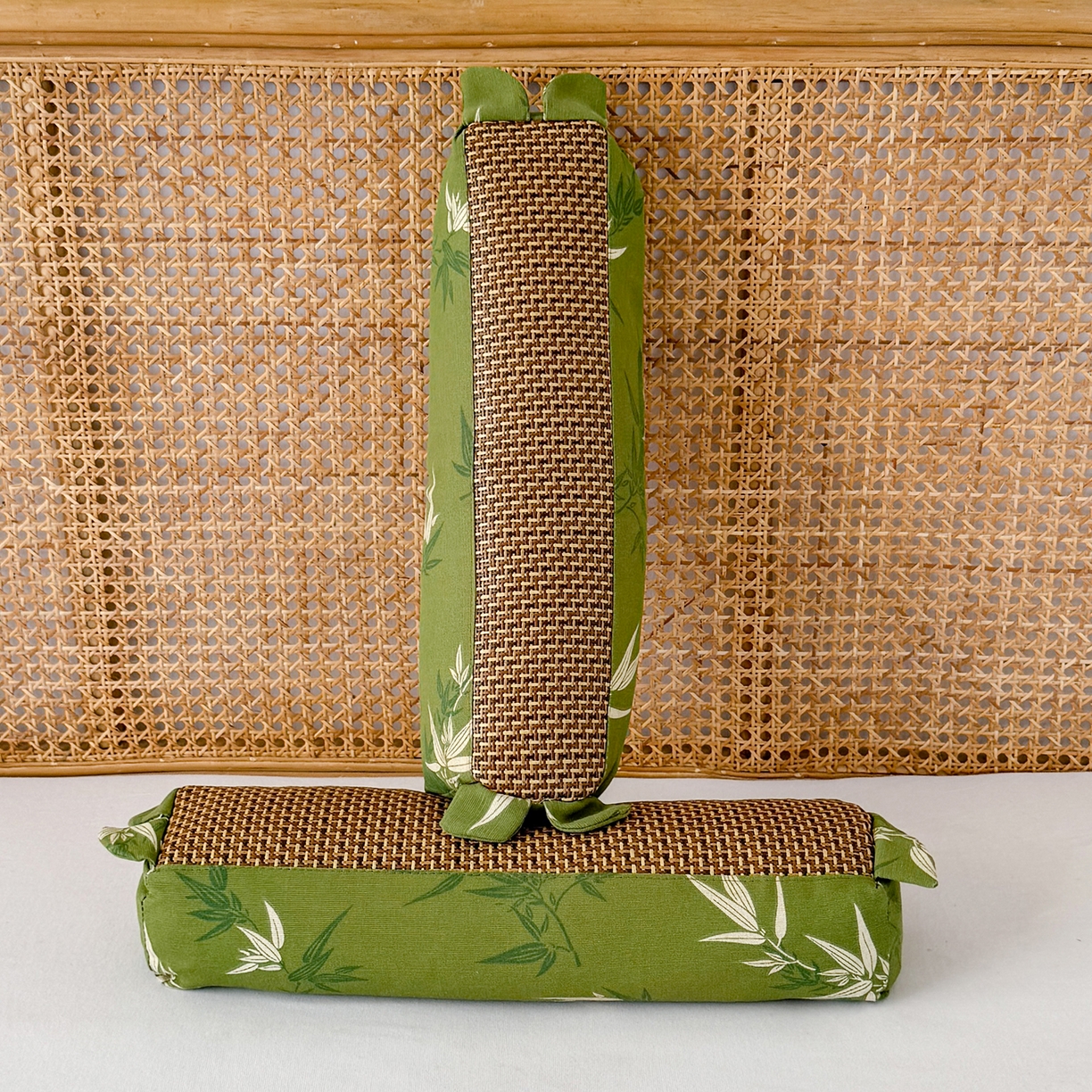 91家纺网 家纺一手货源 找家纺 贵夫人 2026春夏新款艾草竹叶藤席枕 枕头枕芯 绿色-一只装