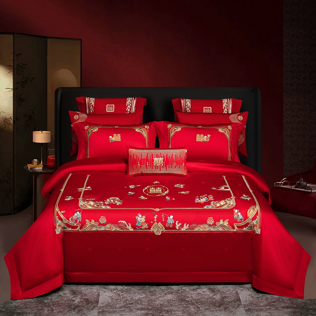 91家纺网 家纺一手货源 找家纺 （总）蒂爵 2026婚庆新疆长绒棉纯棉原版大绣花婚庆四件套多件套340系列