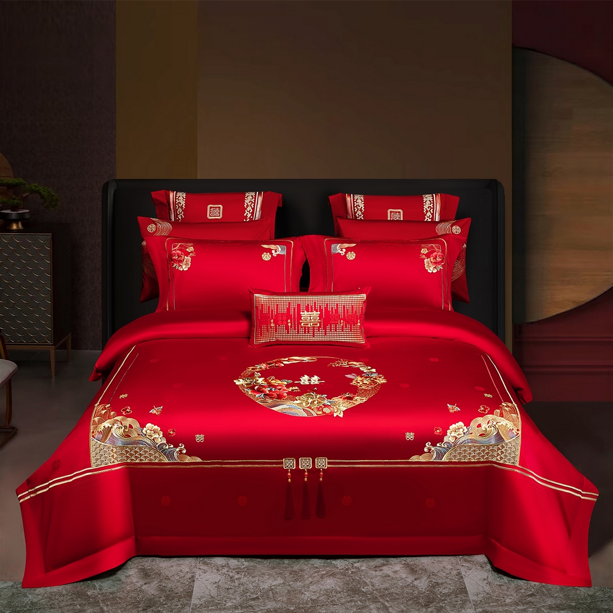 91家纺网 家纺一手货源 找家纺 （总）蒂爵 2026婚庆新疆长绒棉纯棉原版大绣花婚庆四件套多件套340系列