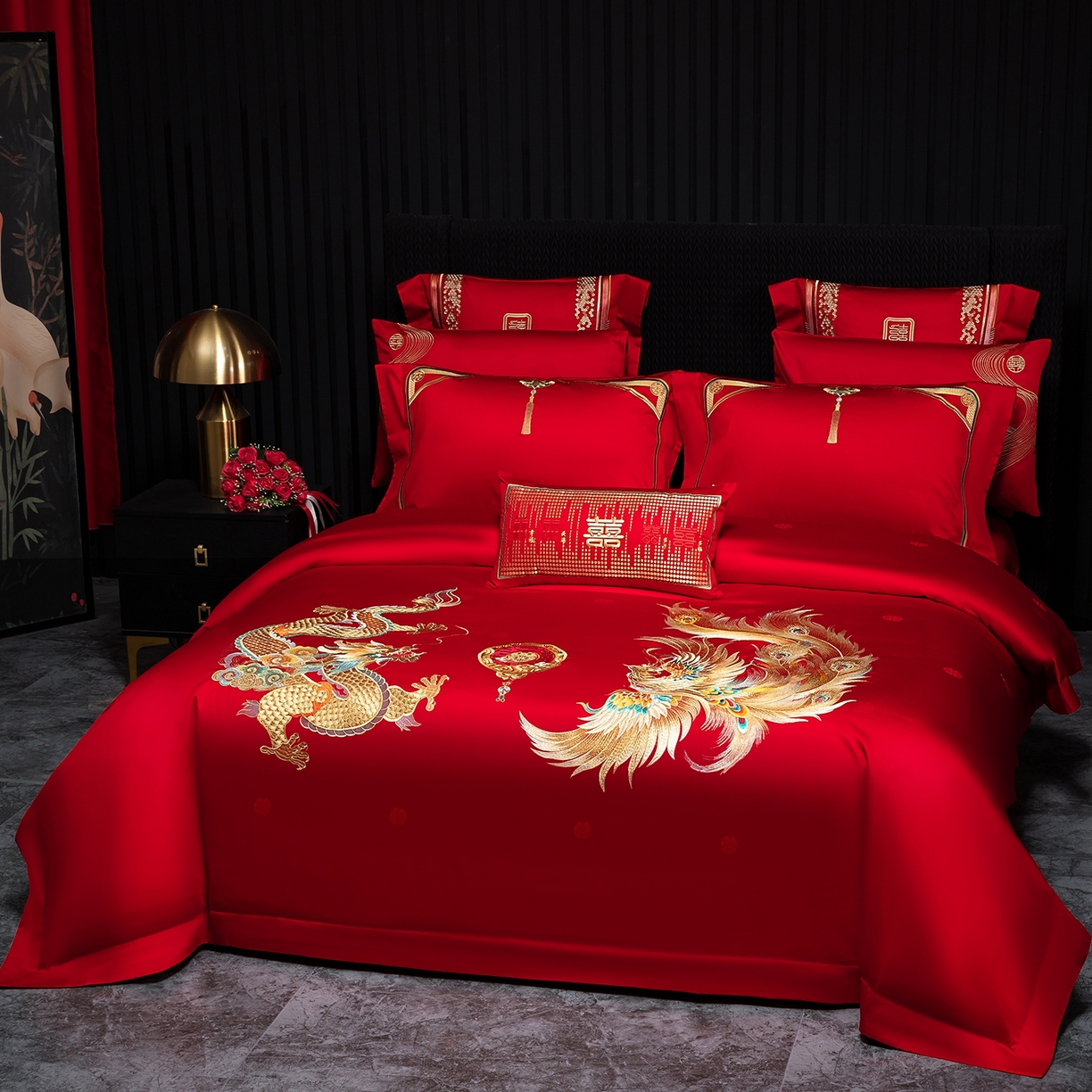 91家纺网 家纺一手货源 找家纺 蒂爵 2026婚庆新疆长绒棉纯棉原版大绣花婚庆四件套多件套340系列 东方婚礼