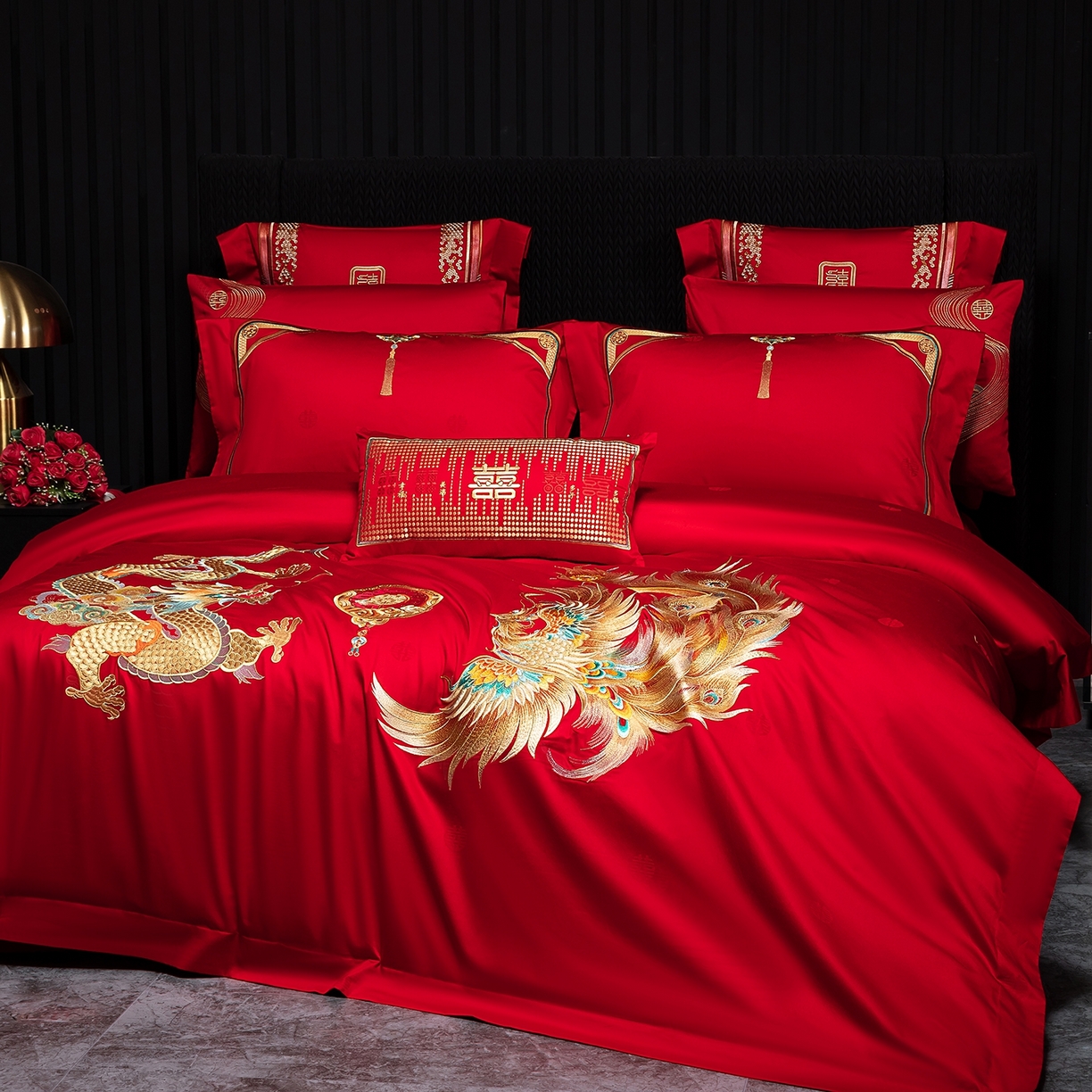 91家纺网 家纺一手货源 找家纺 蒂爵 2026婚庆新疆长绒棉纯棉原版大绣花婚庆四件套多件套340系列 东方婚礼